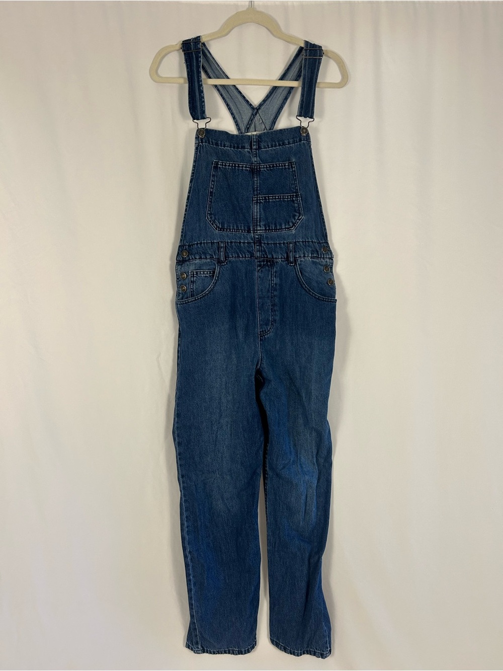 Free People We The Free Ziggy Denim Overalls Inky Indigo 100% Cotton
